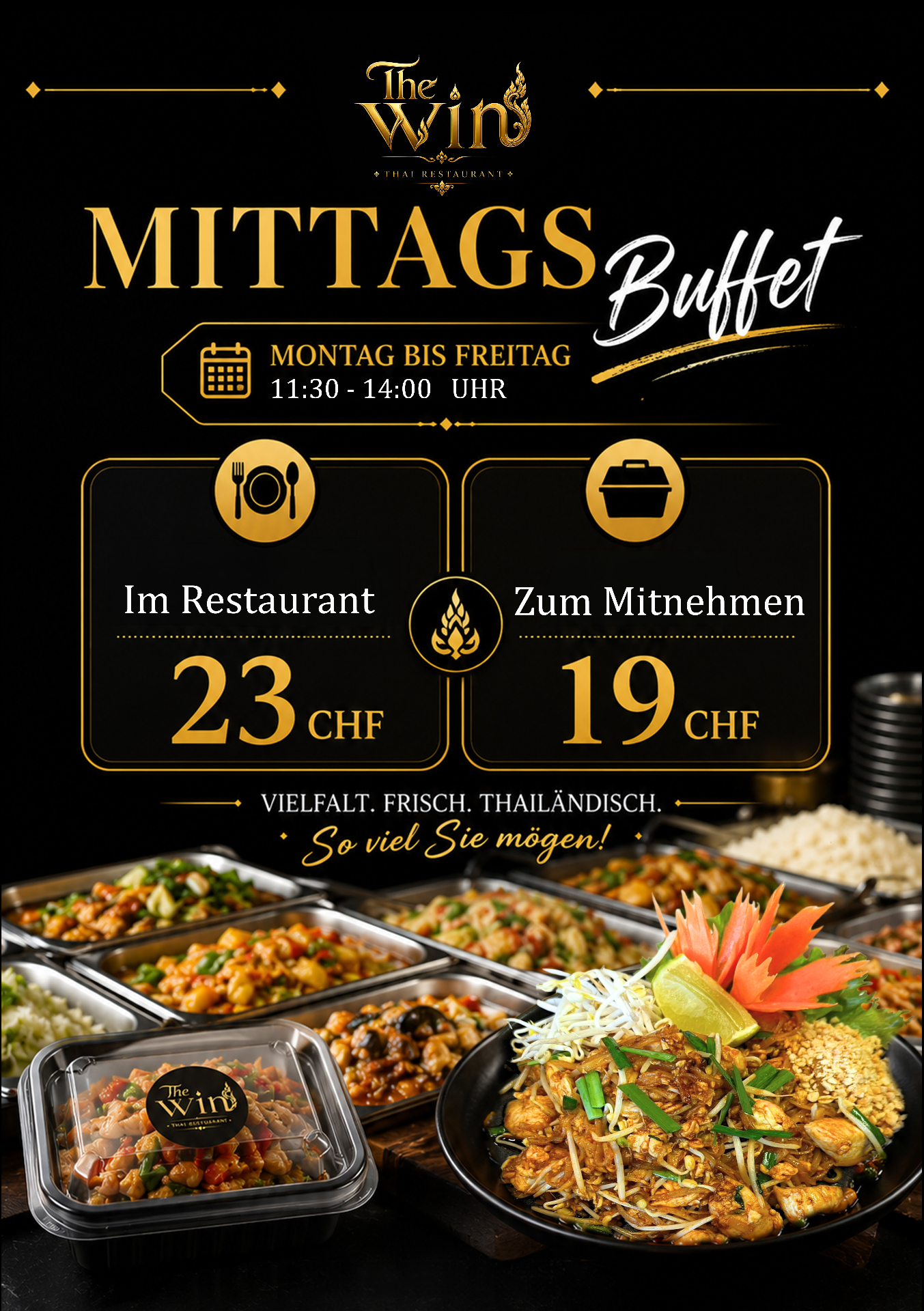 Mittags-Buffet – Montag bis Freitag 11:30 – 14:00 Uhr