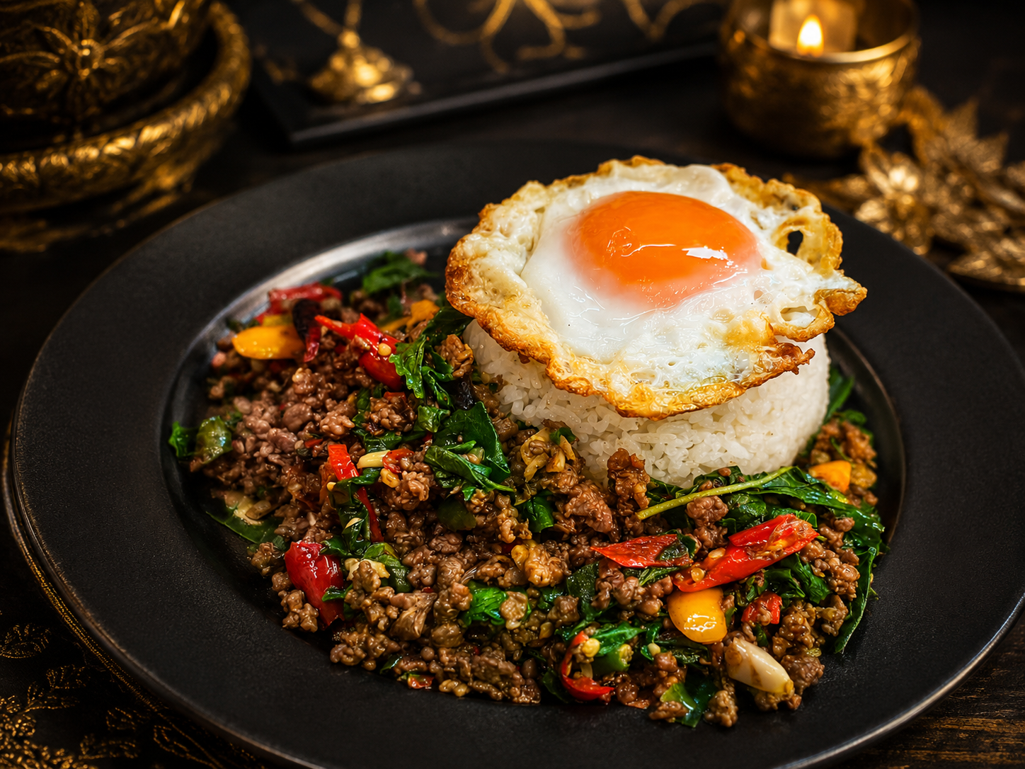 Phad Grapao mit Spiegelei